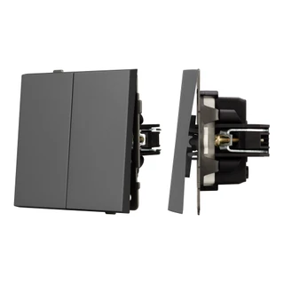 Фото #1 товара Механизм выключателя двухклавишный проходной SWT-TENDO-MKP2-SFPL-GR (230V, 10A) (Arlight, -)