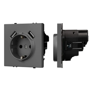 Фото #1 товара Механизм розетки с USB зарядкой SCT-NOBE-MUAA-SFPL-GR (230V, 16A) (Arlight, -)