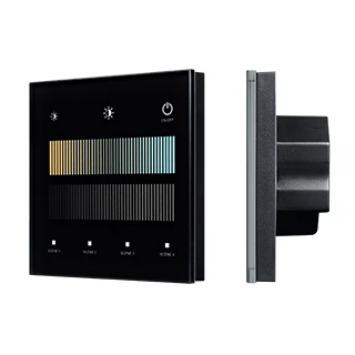 Фото #1 товара INTELLIGENT ARLIGHT Сенсорная панель SMART-DALI-301-11-1G-4SC-DT8 Черная (230V, встраиваемая, 2.4G) (IARL, IP20 Пластик, 5 лет)