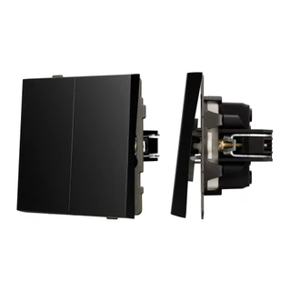 Фото #1 товара Механизм выключателя двухклавишный проходной SWT-TENDO-MKP2-PL-BK (230V, 10A) (Arlight, -)