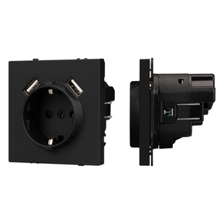 Фото #1 товара Механизм розетки с USB зарядкой SCT-NOBE-MUAA-SFPL-BK (230V, 16A) (Arlight, -)