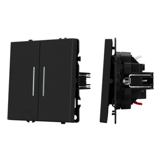 Фото #1 товара Механизм выключателя двухклавишный проходной LED SWT-NOBE-MKP2-SFPL-L-BK (230V, 10A) (Arlight, -)