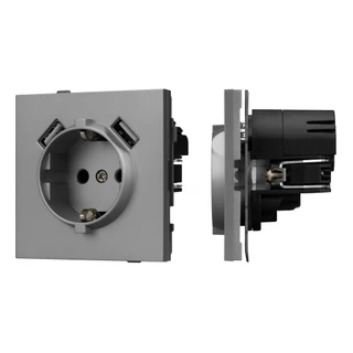 Фото #1 товара Механизм розетки с USB зарядкой SCT-TENDO-MUAA-PL-GR (230V, 16A) (Arlight, -)