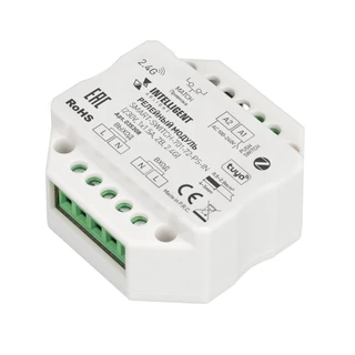 Фото #1 товара INTELLIGENT ARLIGHT Релейный модуль SMART-SWITCH-701-72-PS-IN (230V, 1x1.5A, ZB, 2.4G) (IARL, Пластик)