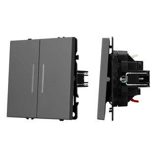 Фото #1 товара Механизм выключателя двухклавишный непроходной LED SWT-NOBE-MK02-SFPL-L-GR (230V, 10A) (Arlight, -)