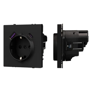 Фото #1 товара Механизм розетки с USB зарядкой SCT-NOBE-MUAC-SFPL-BK (230V, 16A) (Arlight, -)