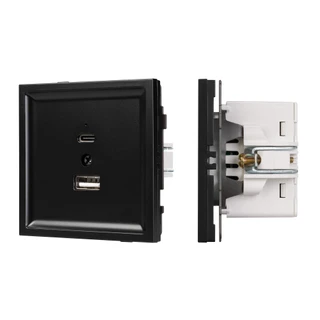 Фото #1 товара Механизм USB розетки SCT-TENDO-MUAC-PL-BK (5V, 3A, QC3) (Arlight, -)