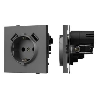 Фото #1 товара Механизм розетки с USB зарядкой SCT-TENDO-MUAA-SFPL-GR (230V, 16A) (Arlight, -)