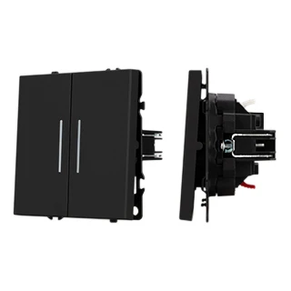 Фото #1 товара Механизм звонкового выключателя двухклавишный LED SWT-NOBE-MKR2-SFPL-L-BK (230V, 10A) (Arlight, Черный оникс)