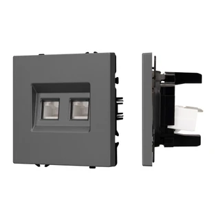 Фото #1 товара Механизм сдвоенной компьютерной розетки SCT-NOBE-MPC2-SFPL-GR (RJ-45, CAT6) (Arlight, -)