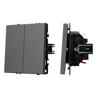 Фото #1 товара Механизм выключателя двухклавишный проходной SWT-NOBE-MKP2-SFPL-GR (230V, 10A) (Arlight, -)