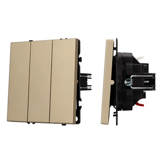 Фото #1 товара Механизм выключателя трехклавишный непроходной SWT-NOBE-MK03-SFPL-GD (230V, 10A) (Arlight, Золотой песок)