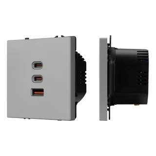 Фото #1 товара ARL NOBE USB Розетка тип А+С+С софт-тач никель SCT-MUACC-SFPL-FC-IS (65W, QC3) (Arlight, -)