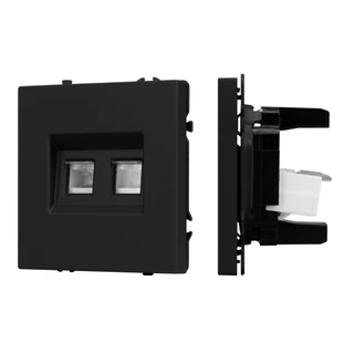 Фото #1 товара Механизм сдвоенной телефонной розетки SCT-NOBE-MTL2-SFPL-BK (RJ-11, 4C) (Arlight, Черный оникс)