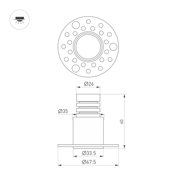 Светильник MS-INVISIO-TRIMLESS-R35-5W Warm3000 (WH-WH, 36 deg, 230V) (Arlight, IP54 Металл, 5 лет)