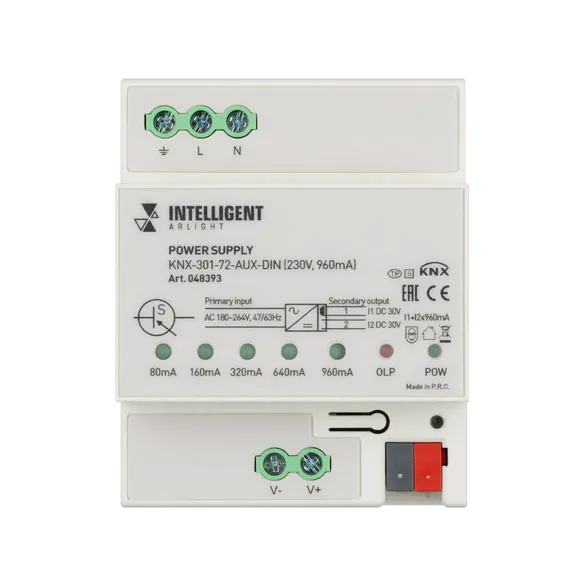 INTELLIGENT ARLIGHT Блок питания шины KNX-301-72-AUX-DIN (230V, 960mA) (IARL, IP20 Пластик, 2 года)