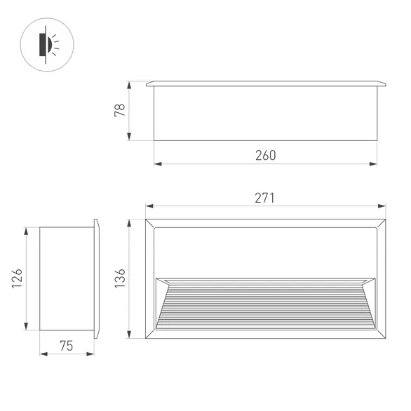 Светильник встраиваемый LTD-RIBONIK-S271x136-10W Day4000 (Черный, 50 deg, 230V) (Arlight, IP65 Металл, 5 лет)