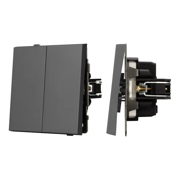 Механизм выключателя двухклавишный непроходной SWT-TENDO-MK02-SFPL-GR (230V, 10A) (Arlight, -)