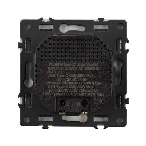 Механизм розетки с быстрой USB зарядкой SCT-NOBE-MUAC-SFPL-FC-WH (65W, QC3) (Arlight, -)