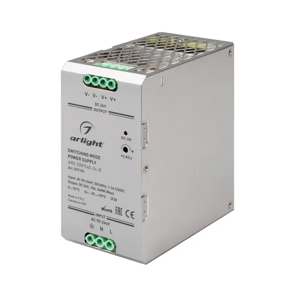 Блок питания ARV-DRP240-24-B (24V, 10A, 240W, PFC) (Arlight, IP20 Металл, 5 лет)