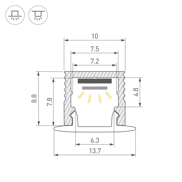 Профиль SL-MINI-10-2000 ANOD (Arlight, Алюминий)