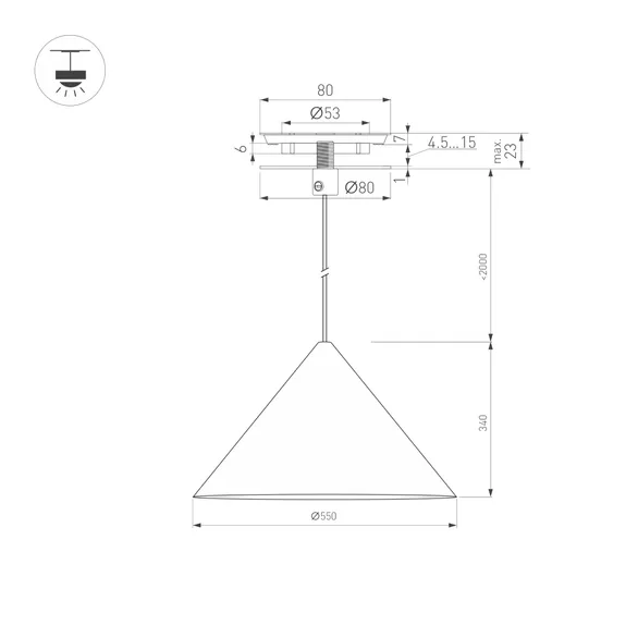 Светильник SP-MAKOTO-R550-14W Warm3000 (WH, 36 deg, 230V, TRIAC) (Arlight, IP20 Металл, 3 года)