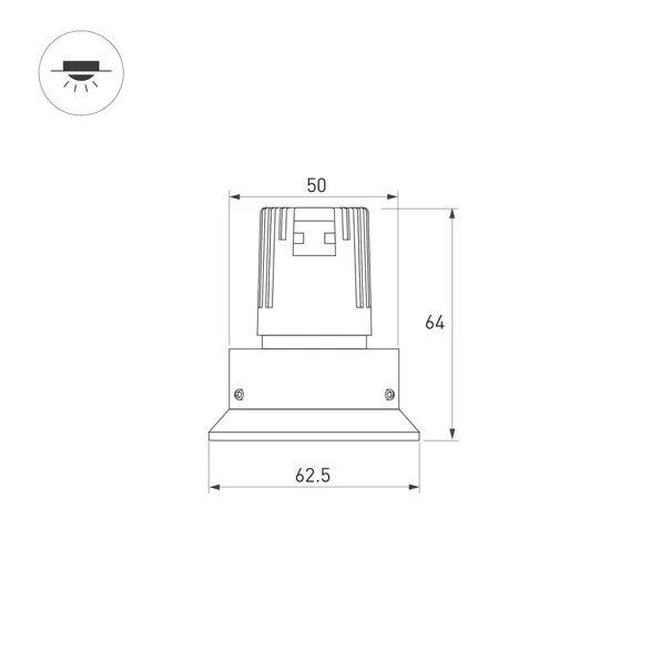 Светильник безрамочный DL-ROTARA-R63-6W Warm3000 (Черный RAL9005, 15 deg, 230V) (Arlight, IP20 Металл, 5 лет)