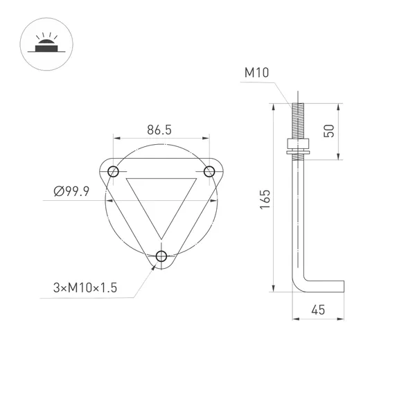 Светильник LGD-FRESNEL-BOLL-H800-20W Day4000-MIX (GR, 290 deg, 230V) (Arlight, IP65 Металл, 5 лет)