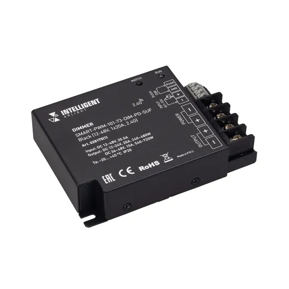 INTELLIGENT ARLIGHT Диммер SMART-PWM-101-73-DIM-PD-SUF Black (12-48V, 1x20A, 2.4G) (IARL, IP20 Металл, 5 лет)