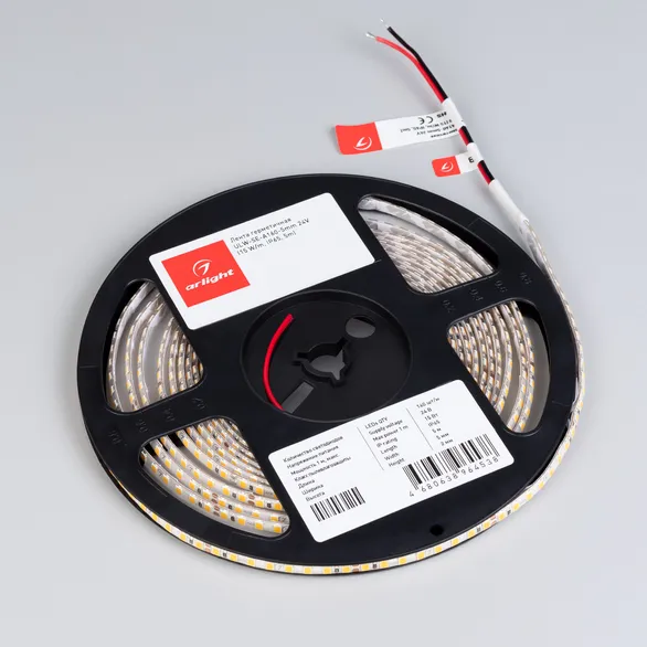 Светодиодная лента герметичная ULW-SE-A160-5mm 24V Warm3500 (15 W/m, IP65, 5m) (Arlight, CRI>90)