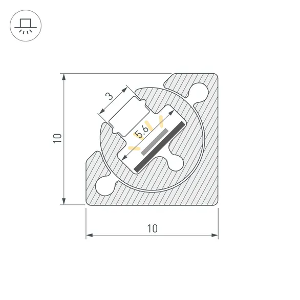 Профиль с экраном SL-KANT-H10-ROTATE-2000 IRON GREY (Arlight, Алюминий+пластик)