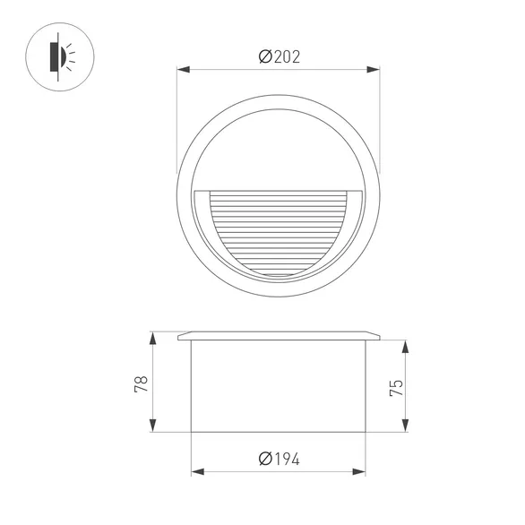 Светильник встраиваемый LTD-RIBONIK-R202-8W Day4000 (Черный, 50 deg, 230V) (Arlight, IP65 Металл, 5 лет)