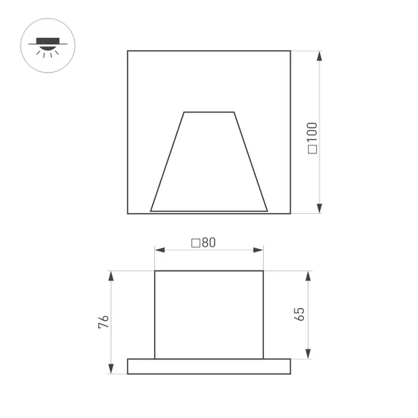 Светильник LT-TIE-S100-3W Warm3000 (GR, 75x30 deg, 230V) (Arlight, IP65 Бетон, 3 года)
