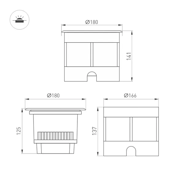 Светильник LTD-DAFNA-GROUND-R180-25W Day4000 (SL, 45 deg, 230V) (Arlight, IP67 Металл, 5 лет)