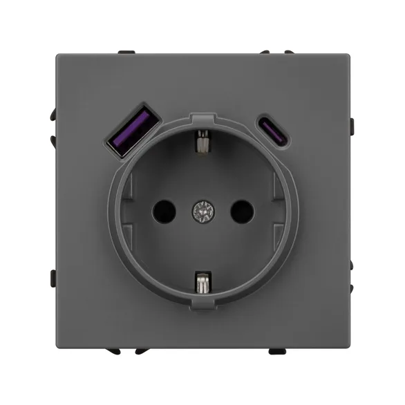 Механизм розетки с USB зарядкой SCT-NOBE-MUAC-SFPL-GR (230V, 16A) (Arlight, -)