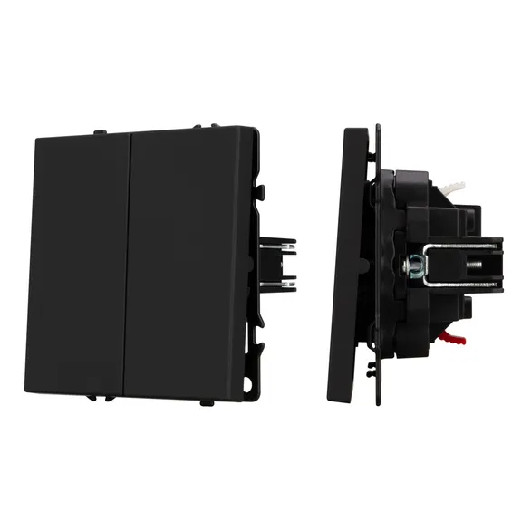 Механизм выключателя двухклавишный непроходной SWT-NOBE-MK02-SFPL-BK (230V, 10A) (Arlight, -)