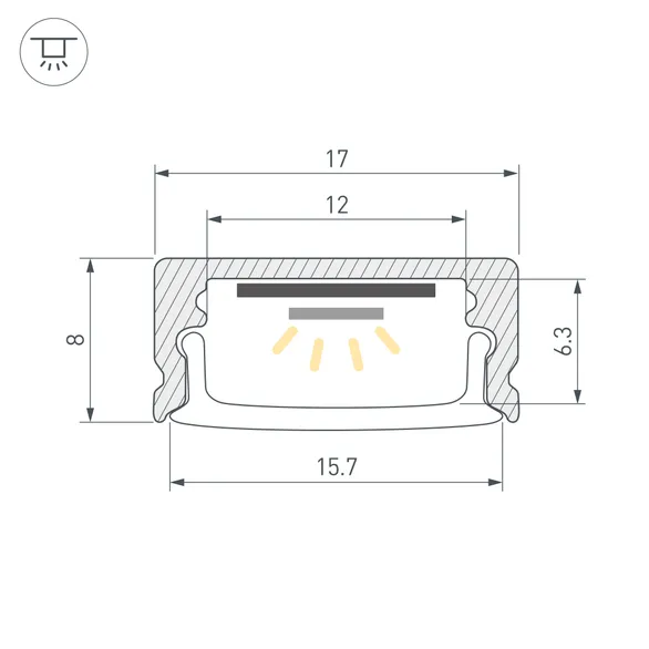 Профиль LINE-1708-2000 ANOD GOLD (Arlight, Алюминий)