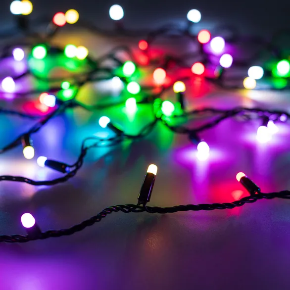 Светодиодная гирлянда ARD-STRING-CLASSIC-10000-BLACK-100LED-MILK-SYNC RGB (230V, 6.5W) (Ardecoled, IP65)