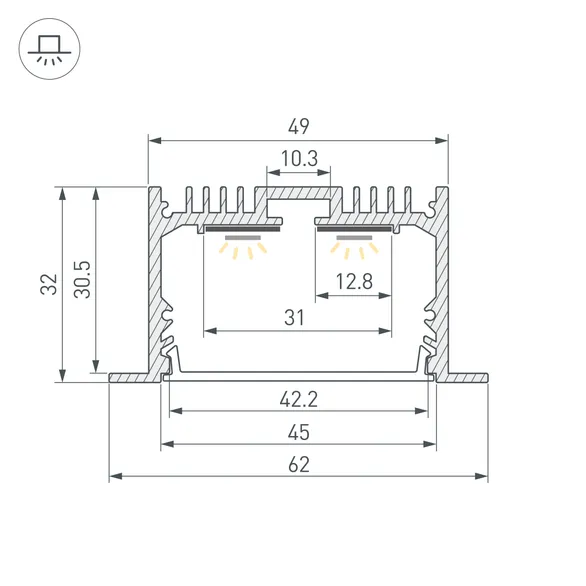 Профиль SL-LINIA62-F-3000 ANOD (BY) (Arlight, Алюминий)