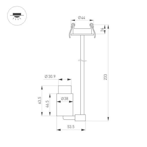 Светильник ART-NEMO-BUILT-ZOOM-L205-R38-5W Day4000 (BK, 10-55 deg, 24V) (Arlight, IP20 Металл, 5 лет)