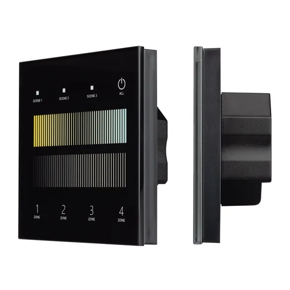 INTELLIGENT ARLIGHT Сенсорная панель SMART-DALI-301-11-4G-3SC-DT8 Черная (230V, встраиваемая, 2.4G) (IARL, IP20 Пластик, 5 лет)