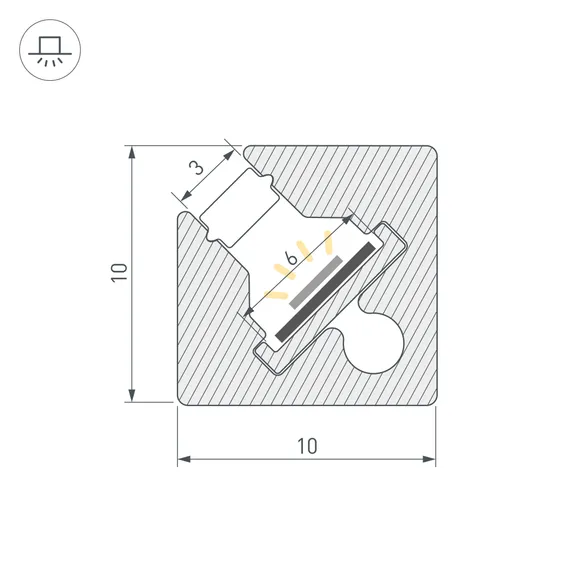 Профиль с экраном SL-KANT-H10-SQUARE-2000 IRON GREY (Arlight, Алюминий+пластик)