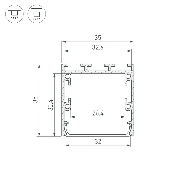 Профиль LINE-M-3535-2000 BLACK (Arlight, Алюминий)