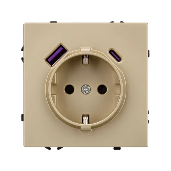 Механизм розетки с USB зарядкой SCT-NOBE-MUAC-SFPL-GD (230V, 16A) (Arlight, -)