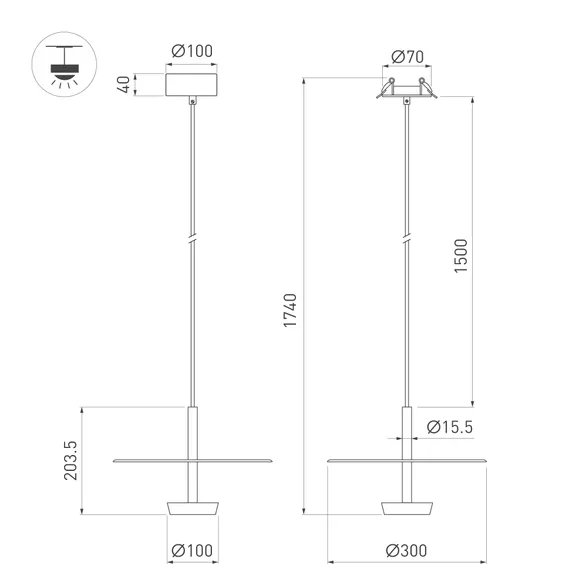Светильник SP-CAMPANA-HANG-D300-9W Warm3000 (BK, 130 deg, 230V) (Arlight, IP20 Металл, 5 лет)
