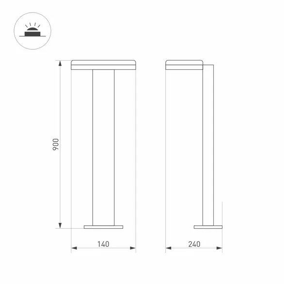 Светильник LGD-TENT-BOLL-H900-9W Warm3000 (GR, 110 deg, 230V) (Arlight, IP65 Металл, 3 года)