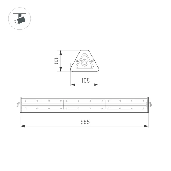 Светильник SP-LAGERN-L885-150W Day5000 (WH, 50х90 deg, 230V) (Arlight, IP65 Металл, 5 лет)