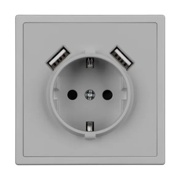 Механизм розетки с USB зарядкой SCT-NOBE-MUAA-SFPL-IS (230V, 16A)  (Arlight, Никель)