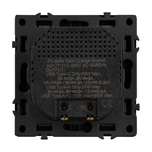 Механизм розетки с быстрой USB зарядкой SCT-NOBE-MUAC-SFPL-FC-BK (65W, QC3) (Arlight, -)