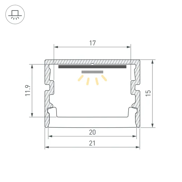 Профиль FANTOM-BENT-W21-SIDE-2000 ANOD (Arlight, Алюминий)
